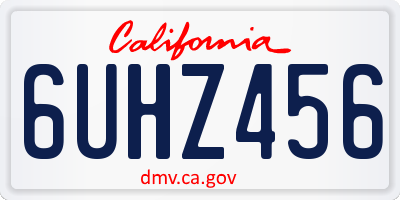 CA license plate 6UHZ456