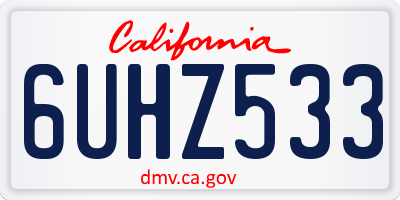 CA license plate 6UHZ533