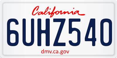 CA license plate 6UHZ540