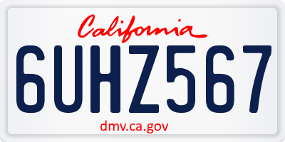 CA license plate 6UHZ567