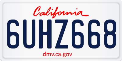 CA license plate 6UHZ668