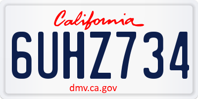 CA license plate 6UHZ734