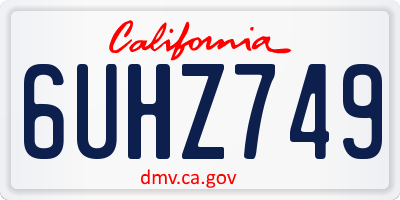 CA license plate 6UHZ749