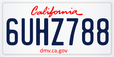 CA license plate 6UHZ788