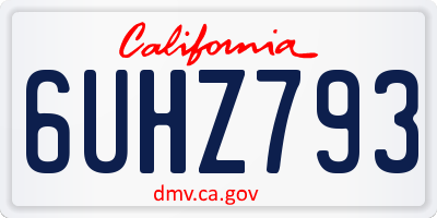 CA license plate 6UHZ793