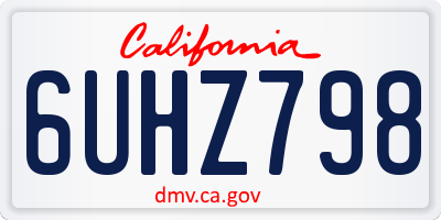 CA license plate 6UHZ798