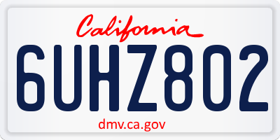 CA license plate 6UHZ802