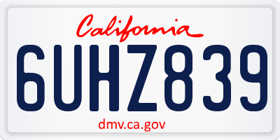CA license plate 6UHZ839