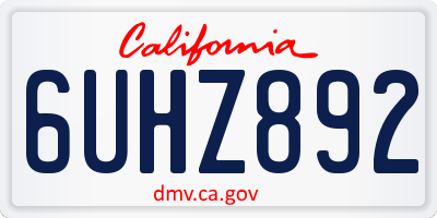 CA license plate 6UHZ892