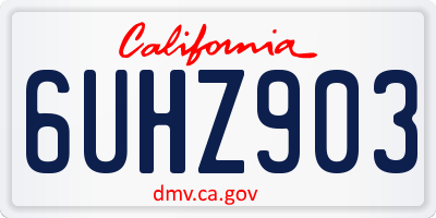 CA license plate 6UHZ903