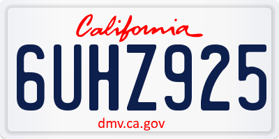 CA license plate 6UHZ925
