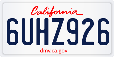 CA license plate 6UHZ926