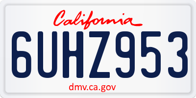 CA license plate 6UHZ953