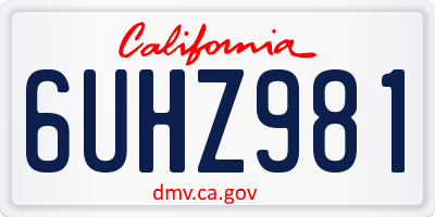 CA license plate 6UHZ981