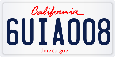 CA license plate 6UIA008