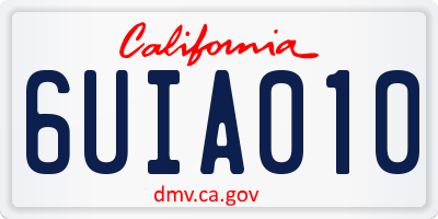 CA license plate 6UIA010