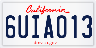 CA license plate 6UIA013