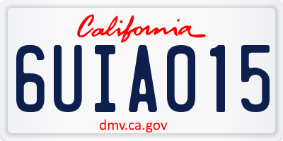 CA license plate 6UIA015