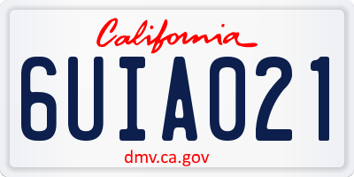 CA license plate 6UIA021