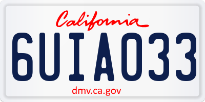 CA license plate 6UIA033