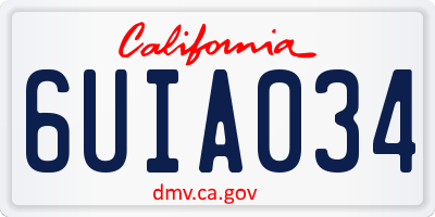CA license plate 6UIA034