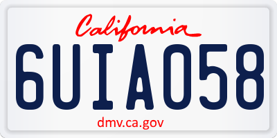 CA license plate 6UIA058
