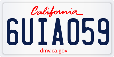 CA license plate 6UIA059