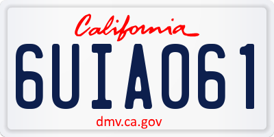 CA license plate 6UIA061