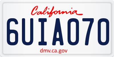 CA license plate 6UIA070