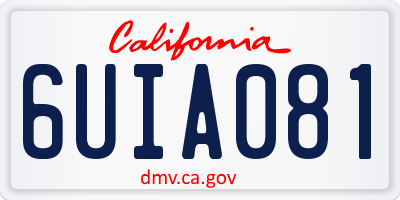 CA license plate 6UIA081