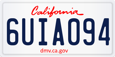 CA license plate 6UIA094