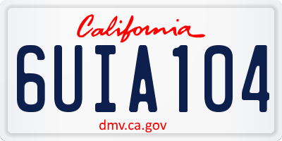 CA license plate 6UIA104