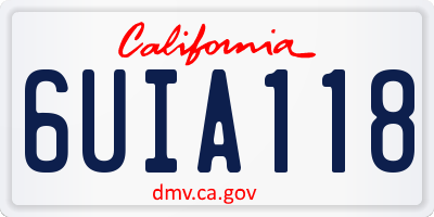 CA license plate 6UIA118