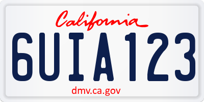 CA license plate 6UIA123