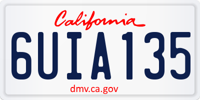 CA license plate 6UIA135