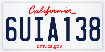 CA license plate 6UIA138