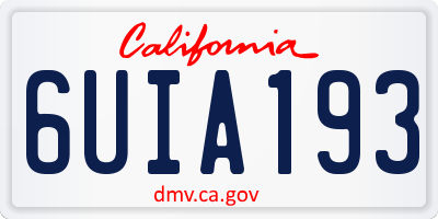 CA license plate 6UIA193