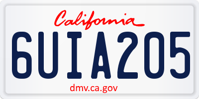 CA license plate 6UIA205