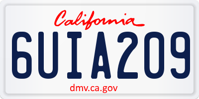 CA license plate 6UIA209