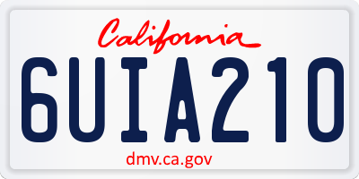 CA license plate 6UIA210