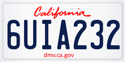 CA license plate 6UIA232