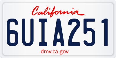 CA license plate 6UIA251