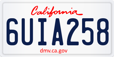CA license plate 6UIA258