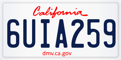 CA license plate 6UIA259