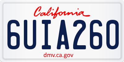 CA license plate 6UIA260