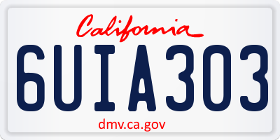 CA license plate 6UIA303
