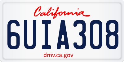 CA license plate 6UIA308