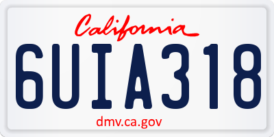 CA license plate 6UIA318