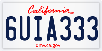 CA license plate 6UIA333
