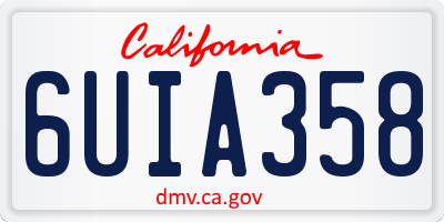CA license plate 6UIA358